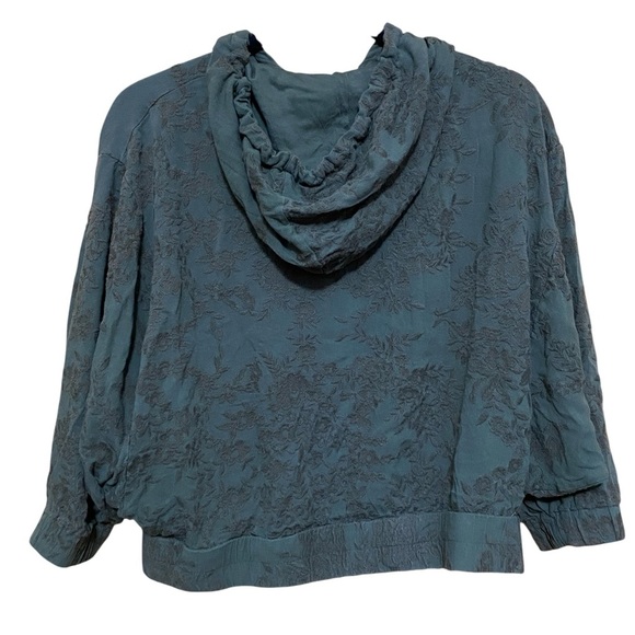Anthropologie Saturday Sunday Zip Up Embroidered Gray/Green Hoodie in Size Small - Picture 3 of 13